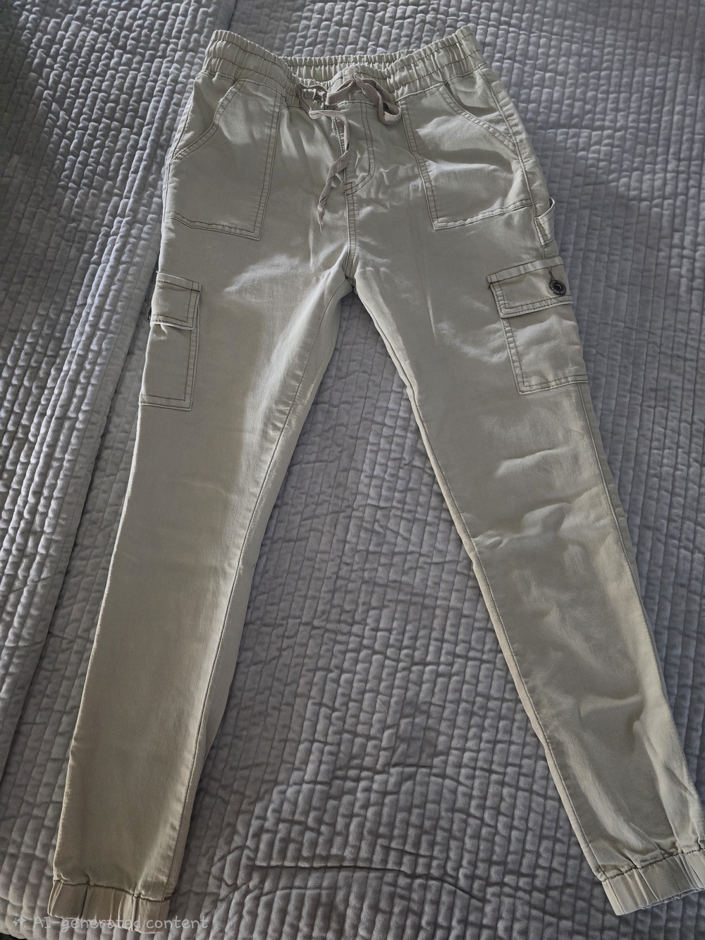 Slim Cargo Jogger Pants - Light Beige